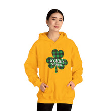 Load image into Gallery viewer, Scottish Corners Plaid Shamrock Hooded Sweatshirt
