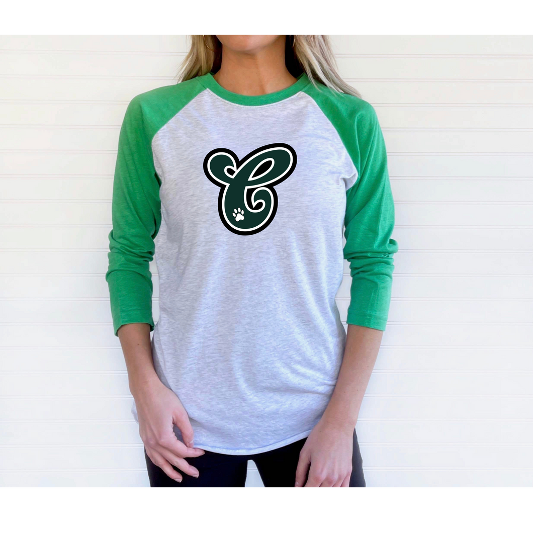 Chapman Letter Logo 3/4 Raglan Teacher Tee