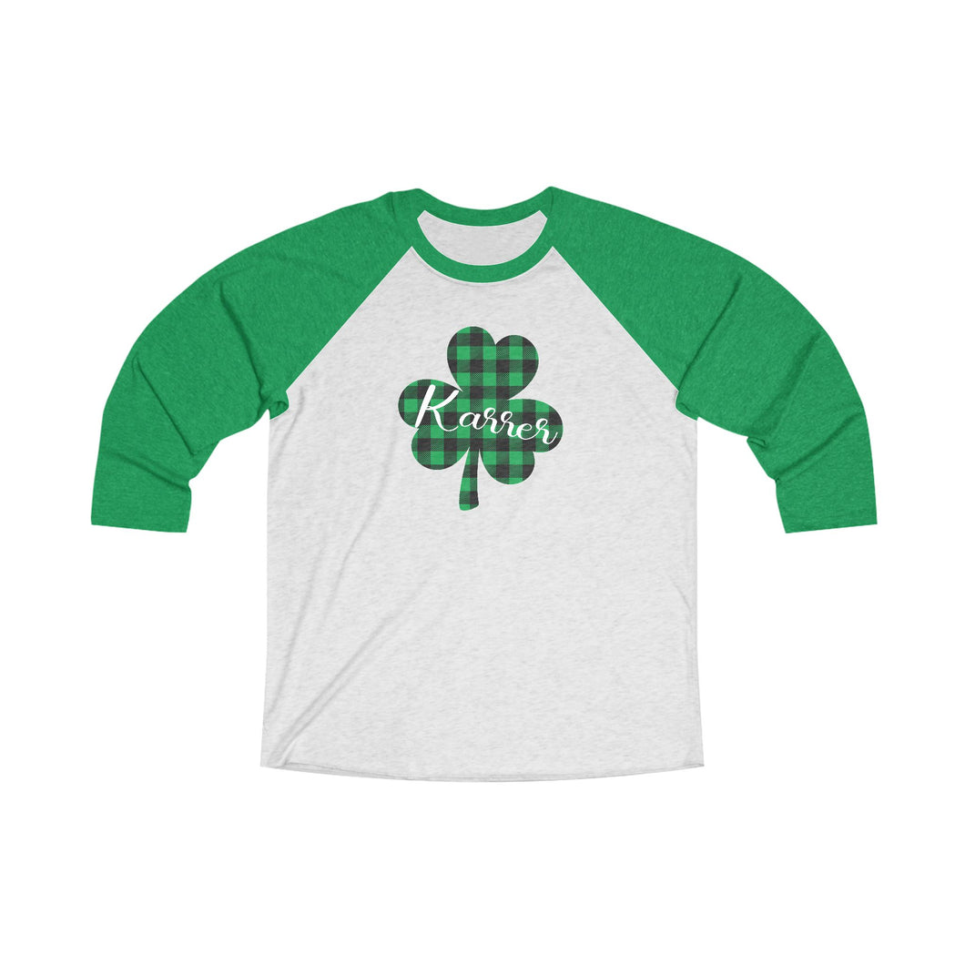 Karrer Plaid Shamrock Baseball Tee