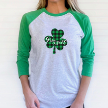 Load image into Gallery viewer, Grizzell Plaid Shamrock Baseball Tee
