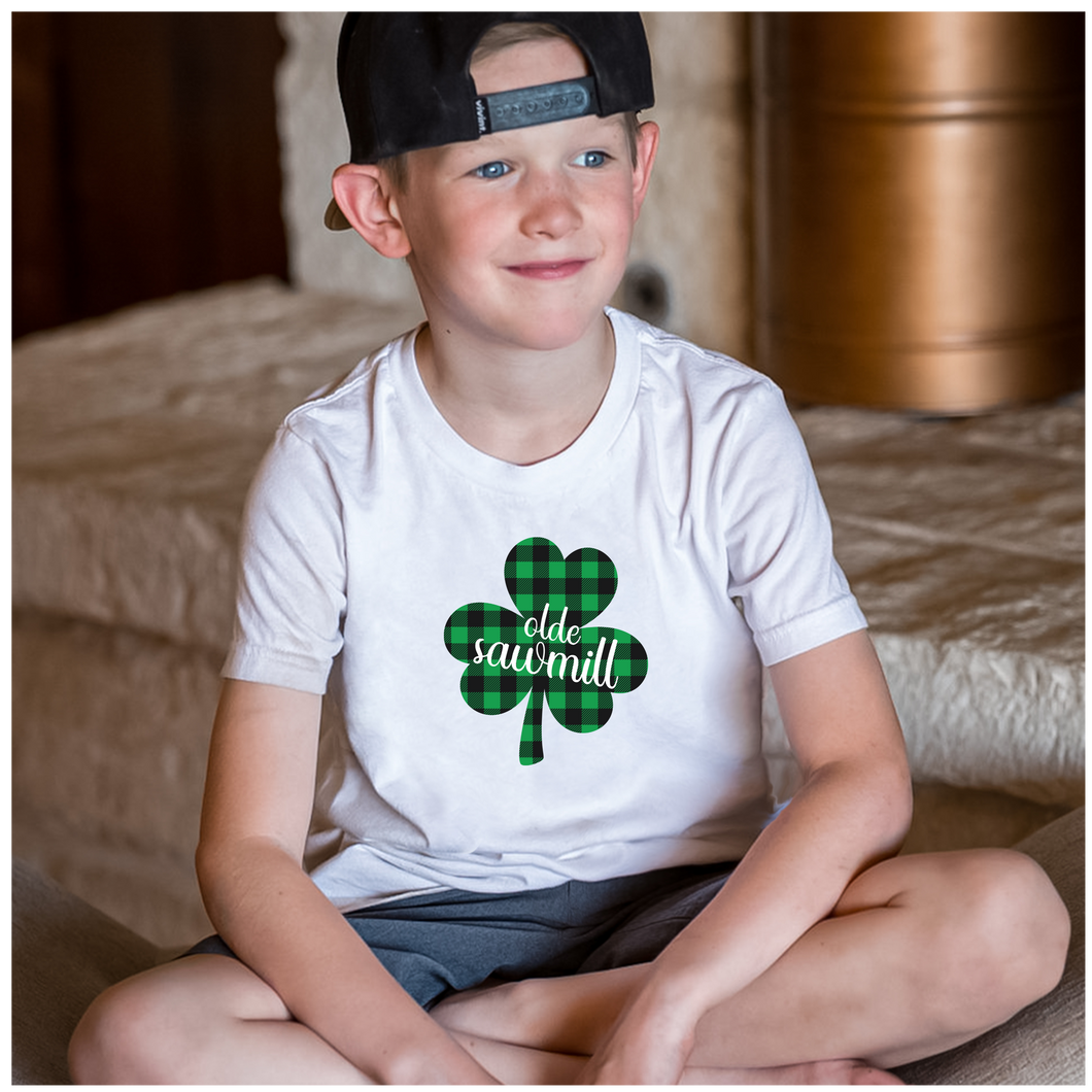 Olde Sawmill Plaid Shamrock YOUTH Tee