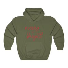 Load image into Gallery viewer, Merry and Bright Script Hooded Sweatshirt

