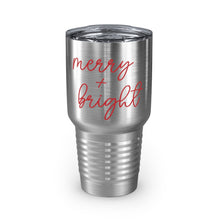 Load image into Gallery viewer, Merry and Bright Script Ringneck Tumbler
