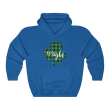 Load image into Gallery viewer, Wright Plaid Shamrock ADULT Hooded Sweatshirt
