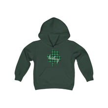 Load image into Gallery viewer, Bailey Plaid Shamrock Youth Hoodie
