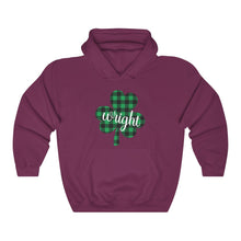 Load image into Gallery viewer, Wright Plaid Shamrock ADULT Hooded Sweatshirt
