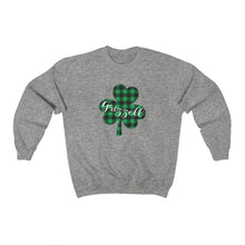 Load image into Gallery viewer, Grizzell Plaid Shamrock Adult Crewneck

