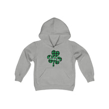 Load image into Gallery viewer, Dublin Plaid Shamrock YOUTH Hoodie
