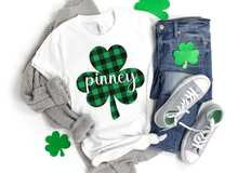 Load image into Gallery viewer, Pinney Plaid Shamrock Adult Tee
