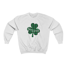 Load image into Gallery viewer, Grizzell Plaid Shamrock Adult Crewneck
