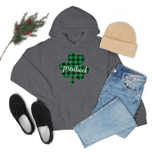 Load image into Gallery viewer, Preschool Plaid Shamrock ADULT Hooded Sweatshirt

