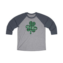 Load image into Gallery viewer, Deer Run Plaid Shamrock Baseball Adult Tee
