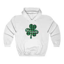 Load image into Gallery viewer, Grizzell Plaid Shamrock Hooded Sweatshirt
