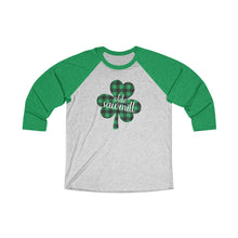Load image into Gallery viewer, Olde Sawmill Plaid Shamrock ADULT Baseball Tee
