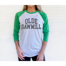 Load image into Gallery viewer, Olde Sawmill Arch ADULT Tri-Blend 3/4 Raglan Tee
